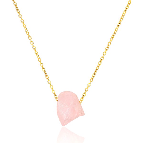 Crystal Vibe Rose Quartz Crystal Necklace for Women - Handmade