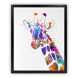 Dignovel Studios 24X30 Unframed Giraffe Watercolor Print Animal Wall Decor Children Boy Girl Kids Baby Room Nursery Interior Decor Bedroom Children's Art N421