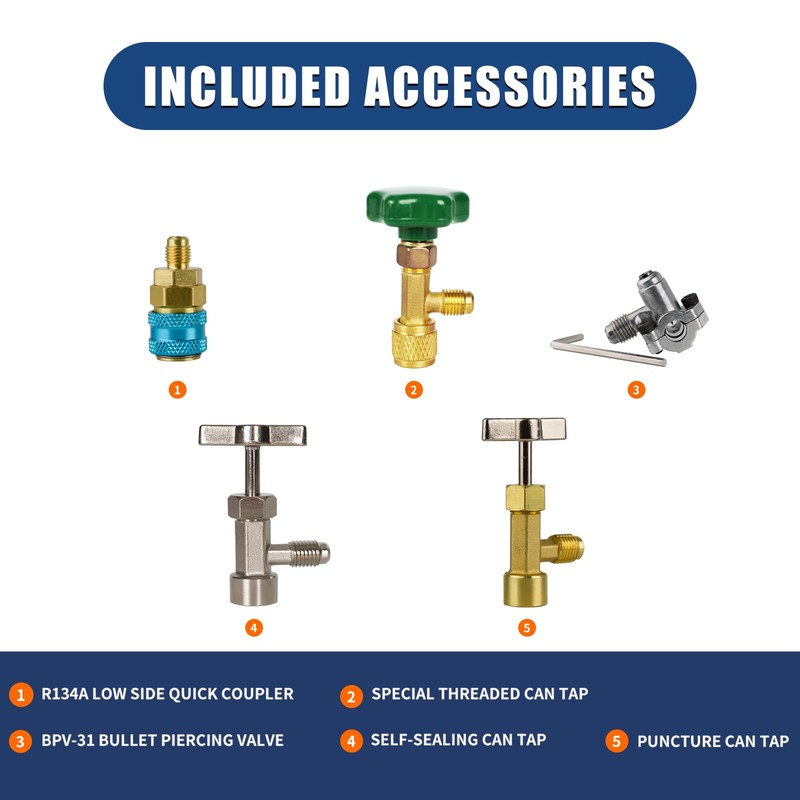 BACOENG R134a Refrigerant Recharge Kit, AC AUTO R134a/R-12/R-22 Freon Refrigerant