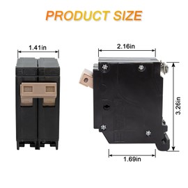 250 2-Pole 20-Amp Circuit Breaker, 3/4-Inch Plug-On Molded Case Circuit Breaker, Thermal Magnetic Protection, 20 Amp 10 KAIC, 120/240V