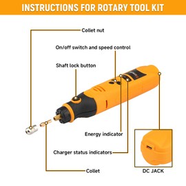 Hoteche Cordless Electric Chainsaw Sharpener Kit Handheld Chains Blade Sharpening Tool with 3 Diamond Sharpening Bits