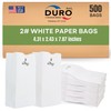 Duro 2# White Popcorn Bags 500-Count, Bulk Small White Paper