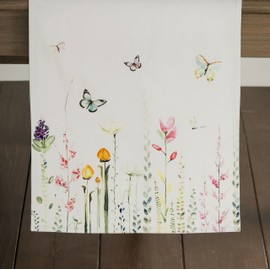 Maison d' Hermine Spring/Summer Table Runner, 100% Cotton, Decorative Easter Table Runner, Washable Tablecloth for Holiday Dinners, Weddings, Baby Showers and Dining - Botanical Fresh (50 cm x 150 cm)