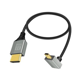 RIIEYOCA 8K Micro HDMI to HDMI Adapter Cable,90 Degree Down Angle Micro HDMI Male to HDMI Male 8K@60Hz 4K@120Hz 48Gbps High Speed HDMI 2.1 Cord,Compatible with Laptop,TV,Camcorder etc.(0.5M/1.6FT)