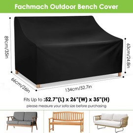 Fachmach Protective Cover for Garden Bench, 2 Seater Bench Cover, Waterproof Oxford Fabric, Breathable Garden Furniture Seat Cover