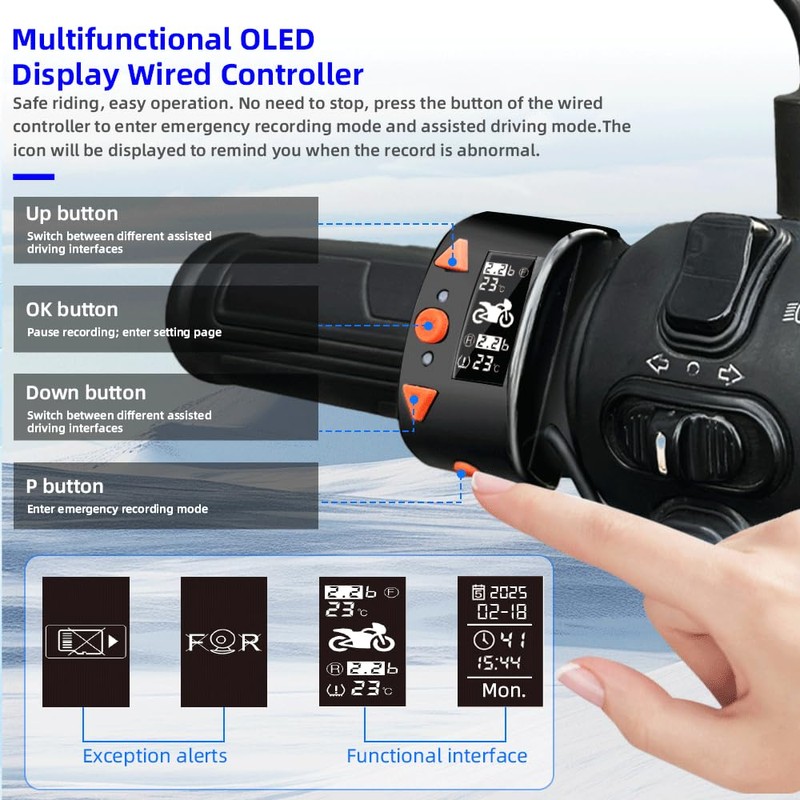 VSYSTO Motorcycle Dash Camera ，150° Wide Angle Motorcycle Front and