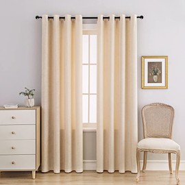 ELKCA Beige Double-Sided Chenille Curtains for Living Room Window Curtains for Bedroom Curtain,Grommet Top,2 Panels (Beige, 52" W x 96" L)