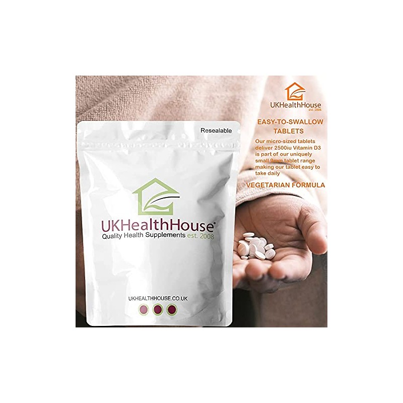UKHealthHouse Vitamin D3 2500IU 90 Tablets High Strength Immune &