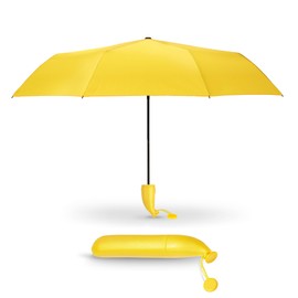 ViddVoom Mini Banana Umbrella - Fun Umbrella with Quirky Banana Handle for Rainy Days (Yellow)