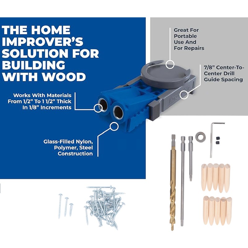 Pocket Hole Jig Set 9 Depth Settings 15 Degree Inclined