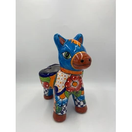 Talavera Donkey Planter, Adorable Mexican Pottery Burro, Handmade Flower Pot