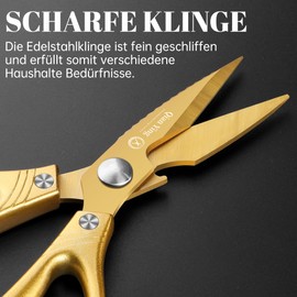 Kitchen Scissors Household Sharp Scissors Gold: Titanium Coating Household Scissors Stainless Steel All-Purpose Scissors Kitchen