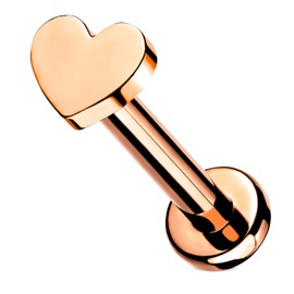 Stachelkleid Labret Piercing Titanium Heart Flat Base Flat Base Gold Universal Hypoallergenic Man Woman Conch Cyber Dahlia Helix Ear Nose Septril Shark Snake Cartilage Lip, Titanium