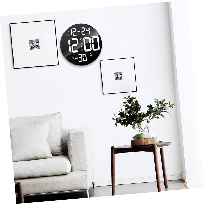 ULTECHNOVO Large LED Wall Clock with Remote Control Round Digital