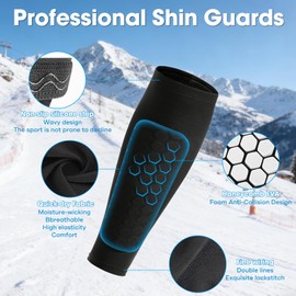 Soccer Shin Guards Pads for Youth Adult, Shin Defender Shin Guards Kids, Calf Compression Sleeve with Honeycomb Pads, Lightweight Calf Protective Gear for Football Soccer Baseball (Black, Medium)