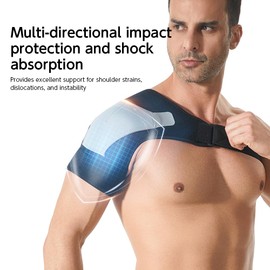 RUNZI Shoulder Stability Brace Adjustable Shoulder Support with Pressure Pad, Light Breathable Neoprene Rotator Cuff Shoulder Support for Sport, Dislocated AC Joint, Labrum Tear, Shoulder Pain-Grey