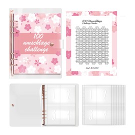 Budget Planner, HAIYUU 100 Envelope Saving Challenge German A5 Budget Planner Financial Planner with Challenge Tracker & Pre-Numbered Pockets Money Organiser Budget Binder Savings Book Money Saving