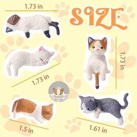 ONEPEACE Mini Cat Cute Car Accessories, Resin Cat for Dashboard Decorations, Desk Decorations, Car Ornament Interior Decors Rearview Mirror Funny Gifts 5 Pcs