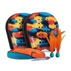 Waboba BATTLE BIRD - Rethink Your Paddle Game – Backyard Set Includes: 2 Wearable Paddles, 2 small birdies and a easy court to set-up with stakes - Size 200 x 120 x 228 mm