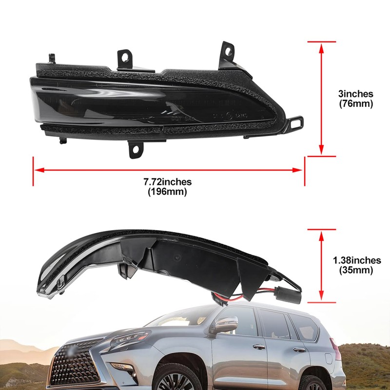 NSLUMO Sequential LED Side Mirror Marker Lights Compatible w/Lex'us GX460