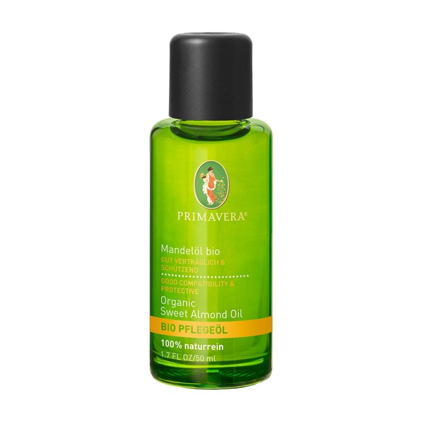PRIMAVERA Organic Almond Oil 50 ml - Aroma Oil, Natural Cosmetics - Nourishing, Moisturising, Soothing - Vegan