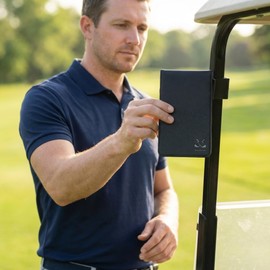 Magnetic Golf Scorecard Holder, Premium Leather Golf Yardage Book, Fits Standard Score Books, Securely Attaches to Golf Cart Accessories for Easy Access, Ideal Golf Accessories Gift for Men