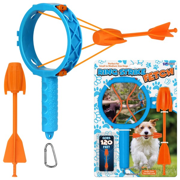 Funwares Ring Strike Fetch, Launcher for Dogs, Fetch Toy for Medium and Small Dogs
