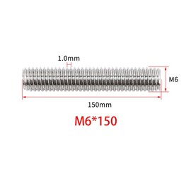 10pcs Steel Studding Threaded Bar Rod,Stainless Steel Threaded Rod Full Thread Studding Bar M6*150mm