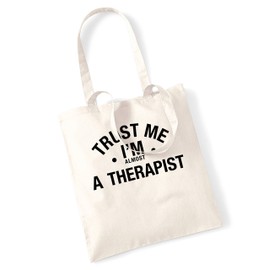 Flox Creative Trust me I'm almost a therapist tote bag