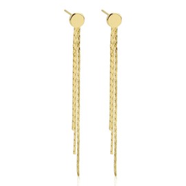 Long Tassel Drop Chain Earrings, Round Dangle Tassel Drop Chain Gold Dangling Earrings Wedding Dangling Earring for Women Trendy Jewelry