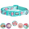 YUDOTE Adjustable Mint Green Nylon Dog Collar Small with Flower