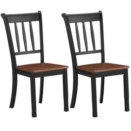 Giantex Wood Dining Chairs Set of 2, Armless Kitchen Chairs w/Solid Rubber Wood Frame, Easy to Assemble Dining Side Chair, Farmhouse Dining Room Chairs