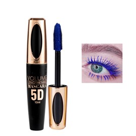 5D Silk Fiber Eyelash Mascara - Blue Volume Mascara with Soft Brush - Lash Sensational Volumizing - Long-Lasting Waterproof No Smudge with False Lash Effect