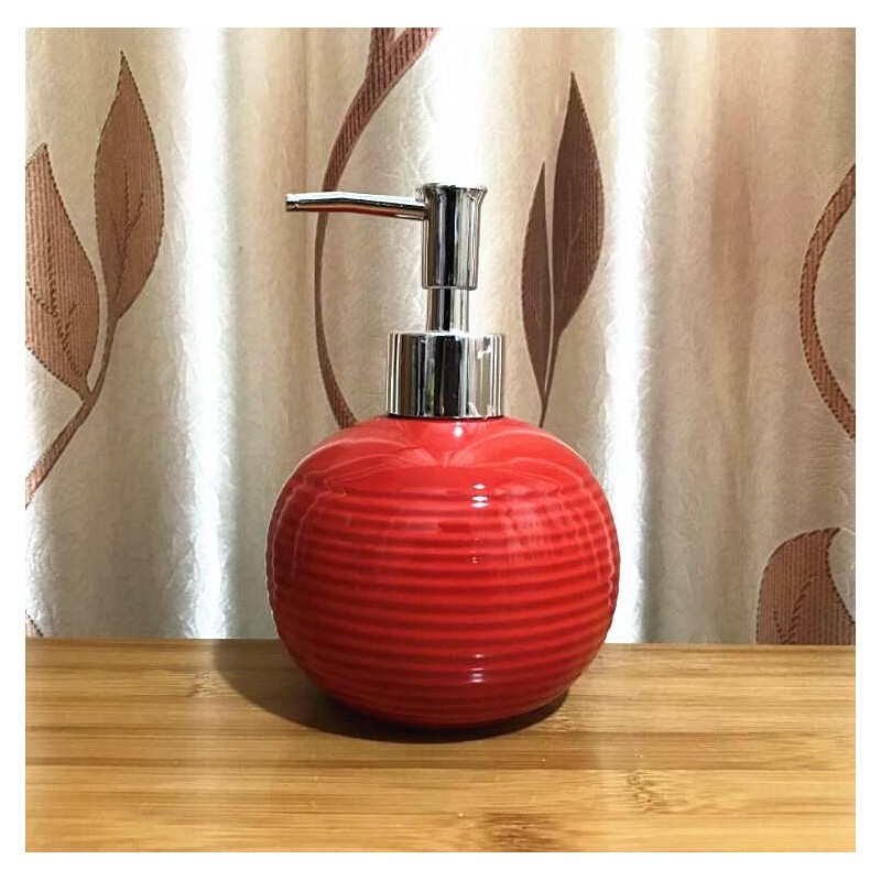 EatingBiting Red Easy-to-Clean Ceramic Hand Soap Dispenser Bathroom Countertop Decorative