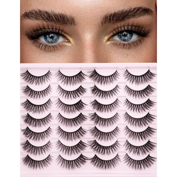 False Lashes Natural Look Eyelashes - 14 Pairs 14mm Faux