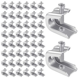 Hicarer 50 Pcs 1/4" x 20 Beam Clamp Steel Screw in Hooks for Flanges Strong Threaded Rod Wire Ring with Harden Point Screws