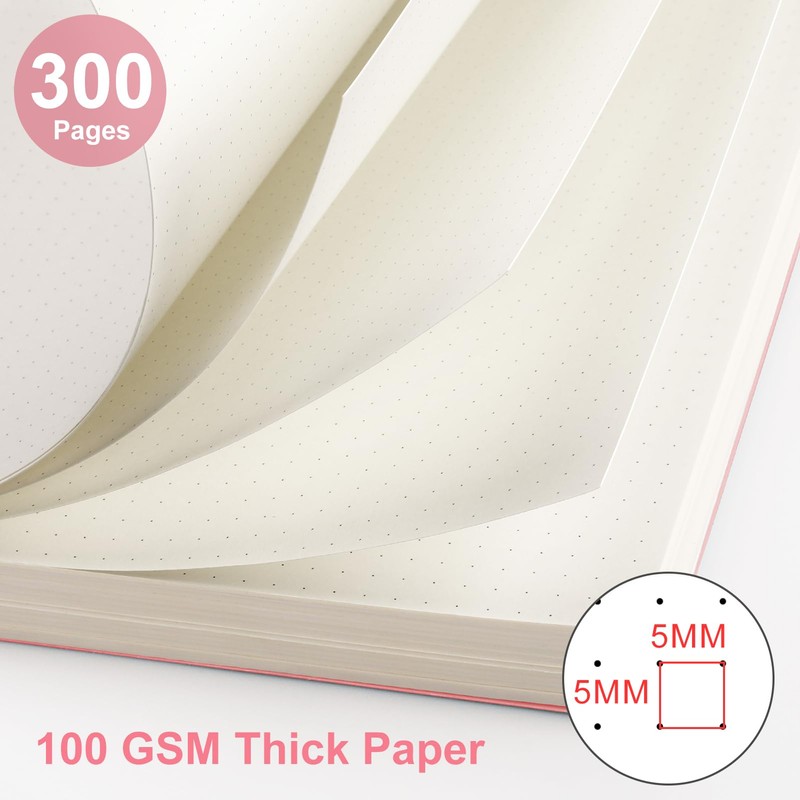 EMSHOI B5 Spiral Notebook Bullet Dotted Journal, 300 Pages/150 Sheets,