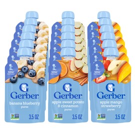 Gerber Baby Food Pouches, Toddler 12+ Months, Assorted Fruit Variety Pack, 3.5 Ounce (Set of 18)