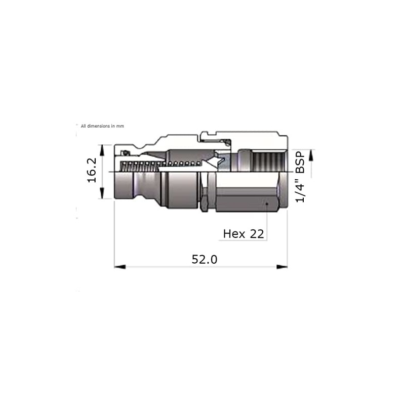 Hydraulic Quick Release Coupling - Male Flat Face 1/4" BSP-