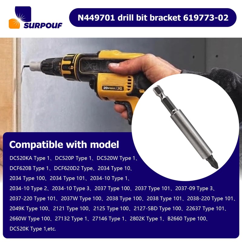 N449701 Bit Tip Holder 619773-02 Compatible with DeWalt DCF620 DW253