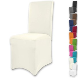 Gräfenstayn Stretch-Stuhlhusse Henry - runde und eckige Stuhllehnen - bi-elastische Passform mit Öko-Tex Siegel Standard 100: „Geprüftes Vertrauen“ (Creme)