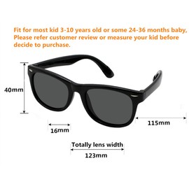 Kids Flexible Polarized Sunglasses for Boys Girls Age 3-10 with Straps (Black+Mirrored Pink 2 pcs)