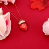 SAVITA Red Heart Necklaces for Women, Heart Crown Pendant Necklace