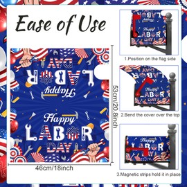 Inisajace Labor Day Mailbox Covers, Happy Labor Day Magnetic Mailbox Covers Standard Size 18" X 21", American Holiday Patriotic Decor for Home Yard Outdoor Garden Party Supplies