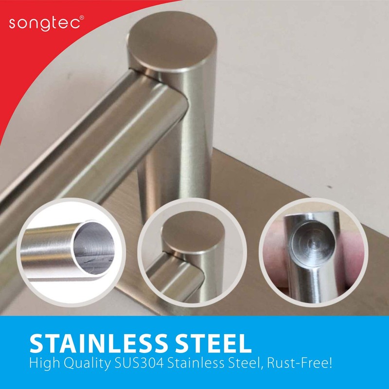 Songtec Bathroom Towel Bar 16-inch, No Drill Stick On Towel