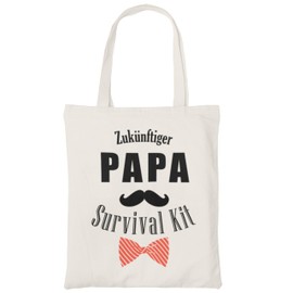 Zinello Design - Survival Kit for Fathers to Be - Special Tote Bag for Pregnancy Announcements, Birth Gift Bag, Gift Idea for Daddy to Be - Baby Shower Gift Bag, cream-coloured, Contemporary