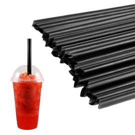 Smoothie Straws, Boba Straws, Jumbo Milkshake Straw, for Milk Shake, Large, Wide, Bubble Tea, Disposable, Thick, Big, Drinking, Extra Fat 0.5 Diameter, Plastic, Black, 100 Pack, 10.5 Inch Long