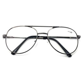 V.W.E. Classic Metal Reading Glasses - Spring Hinge Tear Drop Reader (Gunmetal, 2.75, multiplier_x)
