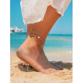 PROSILVER Silver Anklets for Women J Anklet Sterling Silver Ankle Bracelet Adjustable Anklet with Heart
