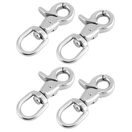 QWORK Swivel Trigger Snap Hook, 4 Pack 2.56" Marine Grade Stainless Steel 316 Swivel Trigger Clip Hook, 130 Lbs Capacity, for Cages, Dog Leash, Flag Pole, Bag, Key Ring